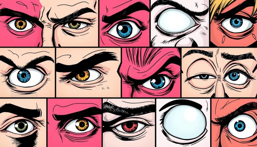 drawing comic book style human eyes